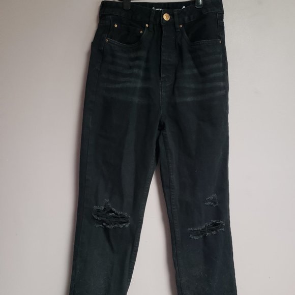 Refuge Balck Women's Size 4 Black Distressed Jeans Button up - Pre-Owned - Picture 6 of 6